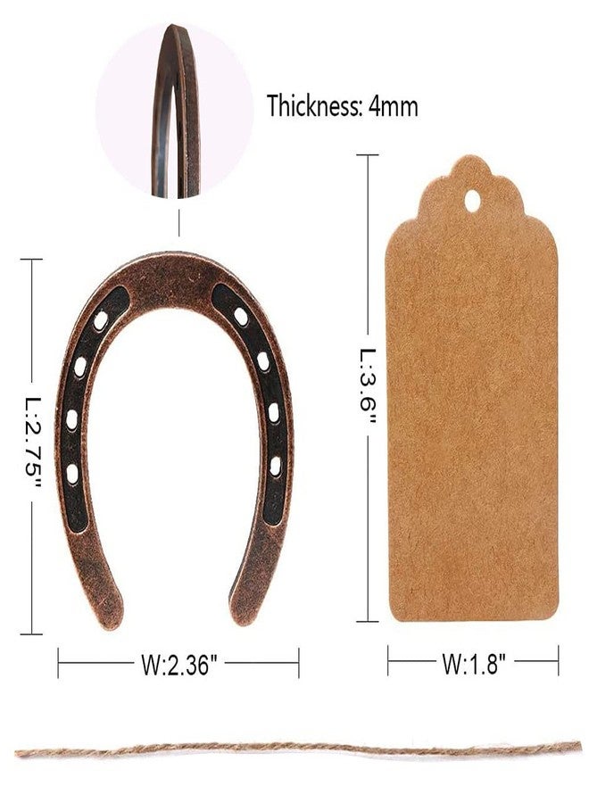 HDFSP 10pcs Lucky Horseshoe Wedding Favors with Kraft Tag, Vintage Metal Mini Horseshoe Decorations for Rustic Wedding Birthday Party Decorations - Image 2